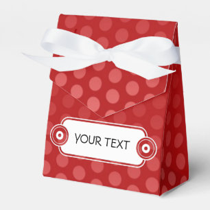 Pattern - red dots - white button + your text favor boxes