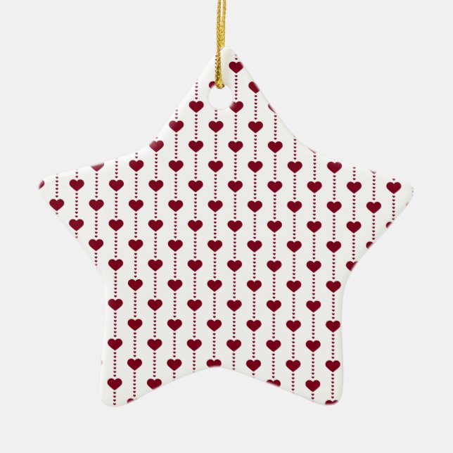 Pattern/Red Hearts Ceramic Ornament (Front)