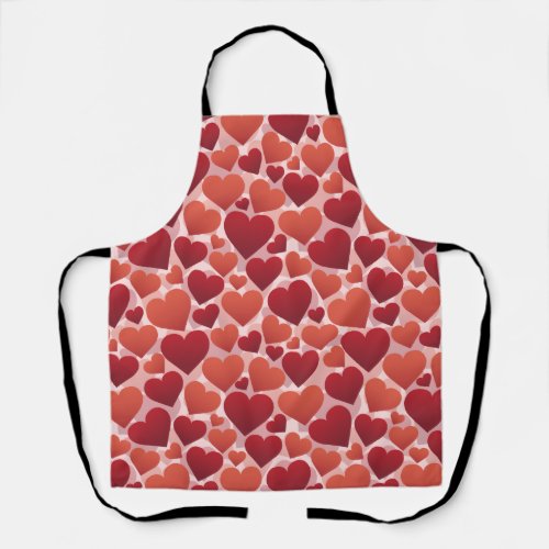 Pattern red Hearts Love Romance Valentines Day Apron