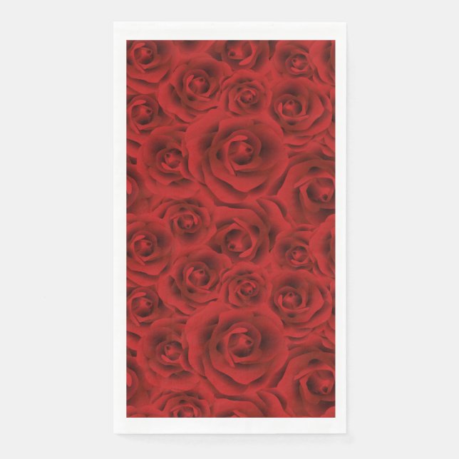 Pattern red roses, flowers of love, girlfriend gif paper guest towels (Front)