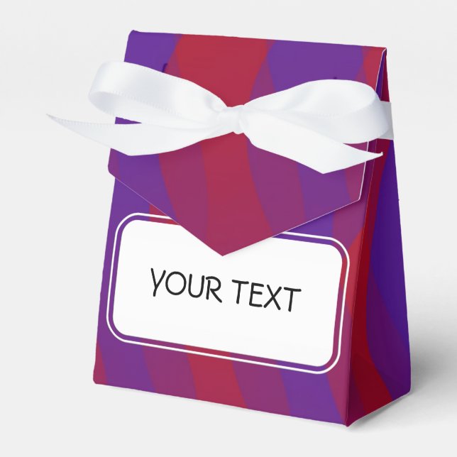 Pattern - red violet waves + your text favor boxes (Front Side)