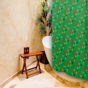 Pattern red wildflower green Shower Curtain