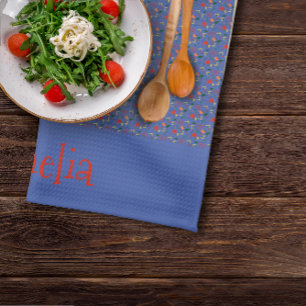 Pattern red yellow mini wildflower blue kitchen towel