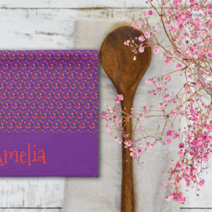 Pattern red yellow mini wildflower purple kitchen towel