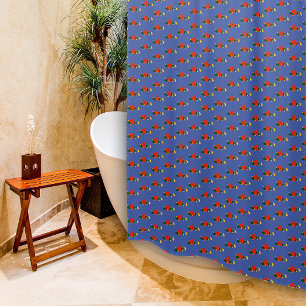 Pattern red yellow wildflower blue Shower Curtain