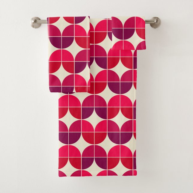 Pattern retro colored bath towel set (Insitu)