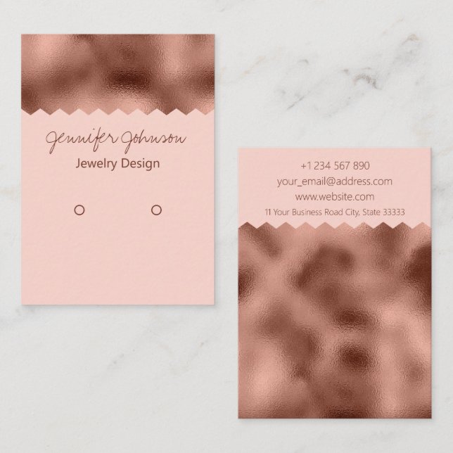 Pattern Rose Gold Foil Earring Holder Display Card (Front/Back)