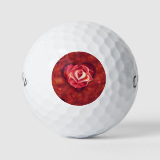 Pattern rose in heart shape, flower of love gift golf balls