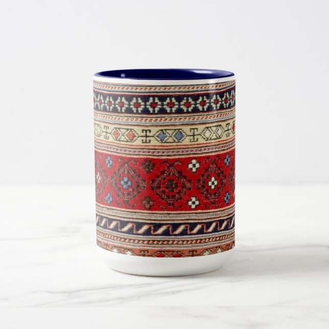 Pattern Rug Turkish Peace Love Art Party Destiny Two-Tone Coffee Mug (Center)