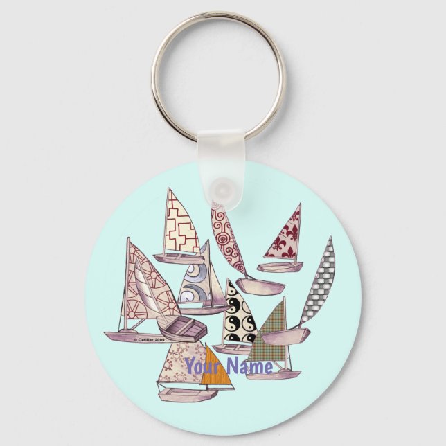 Pattern Sailboats  Keychain (Front)