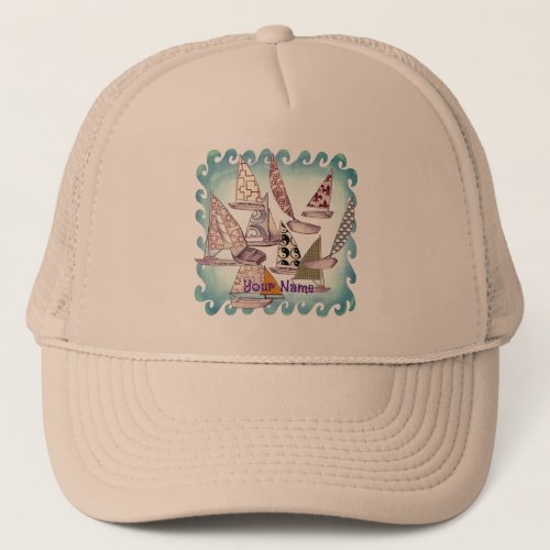Pattern Sailboats Trucker Hat