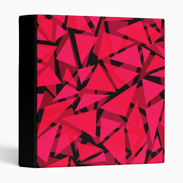 pattern scarlet bright red ,geometric ,abstract th 3 ring binder (Front/Spine)