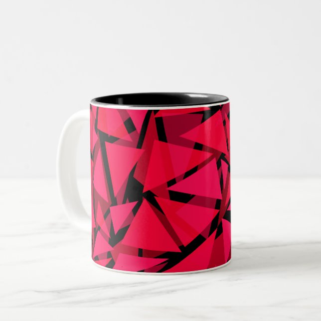 pattern scarlet bright red ,geometric ,abstract th Two-Tone coffee mug (Front Left)
