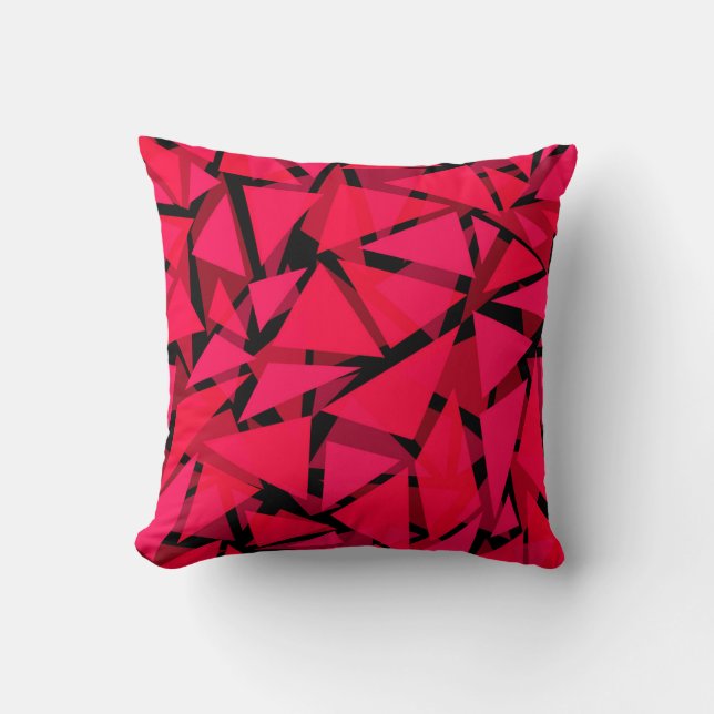 pattern scarlet bright red ,geometric ,abstract throw pillow (Front)