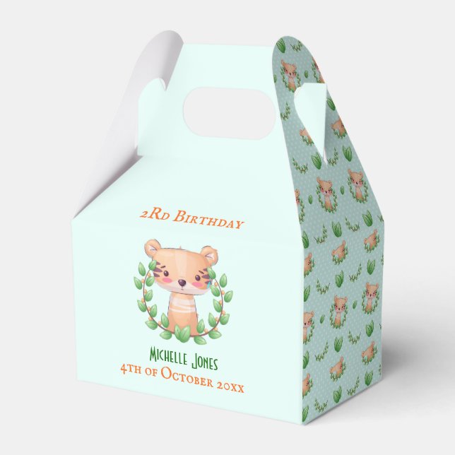 Pattern Simon Teddy Boy Birthday Favor Boxes (Front Side)