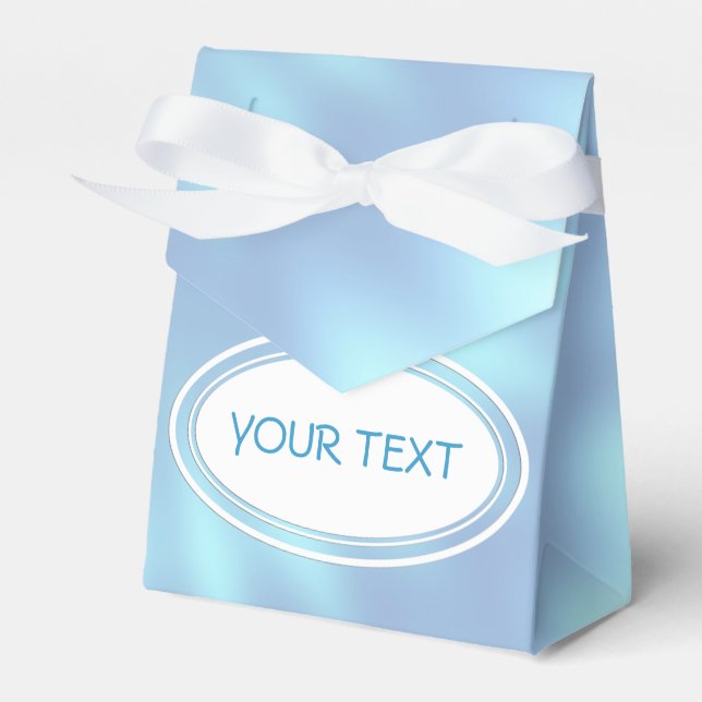 Pattern - soft light blue shine + your text favor boxes (Front Side)