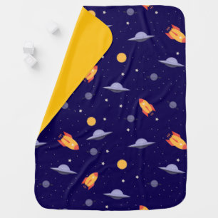 Pattern space blue yellow  baby blanket