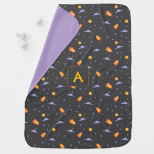 Pattern space lavender gray name Baby Blanket