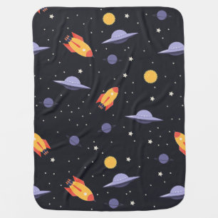 Pattern space lavender orange black baby blanket