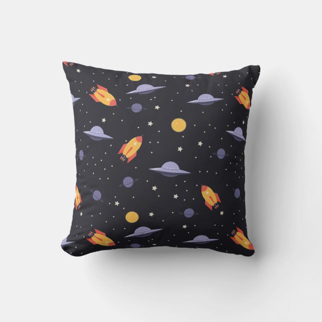 Pattern space lavender orange black throw pillow (Front)