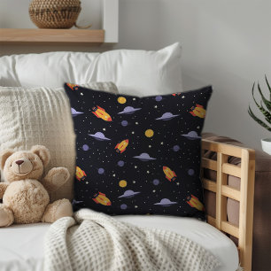 Pattern space lavender orange black throw pillow
