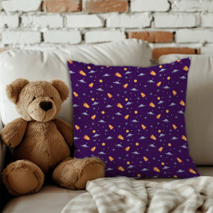 Pattern space lavender orange dark purple throw pillow