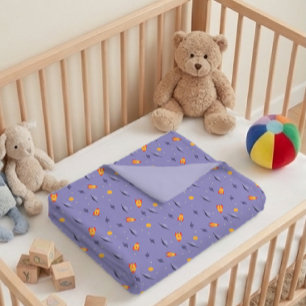 Pattern space orange lavender baby blanket