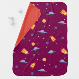 Pattern space red orange purple baby blanket