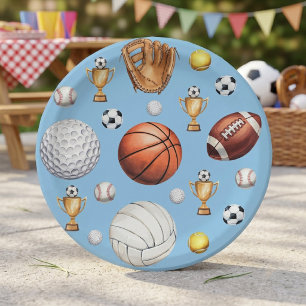 pattern sports themed soccer tennis baseball paper plates