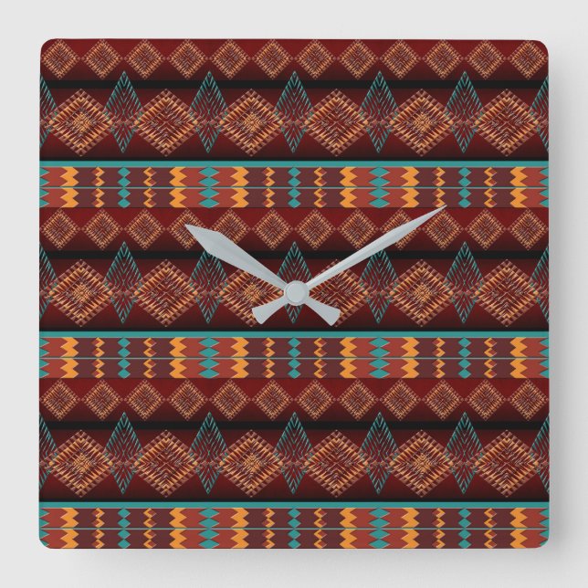 pattern square wall clock (Front)