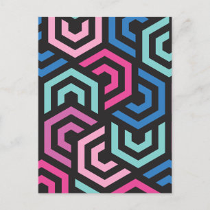 Pattern Stylish Modern- Fashion Geometric colorful Postcard