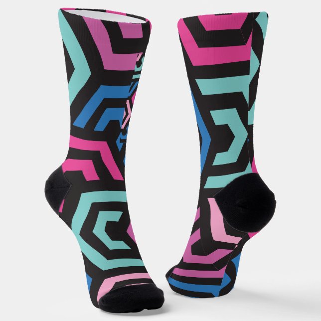 Pattern Stylish Modern- Fashion Geometric colorful Socks (Angled)