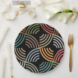 Pattern Stylish Modern- Fashion Geometric Vintage Paper Plates