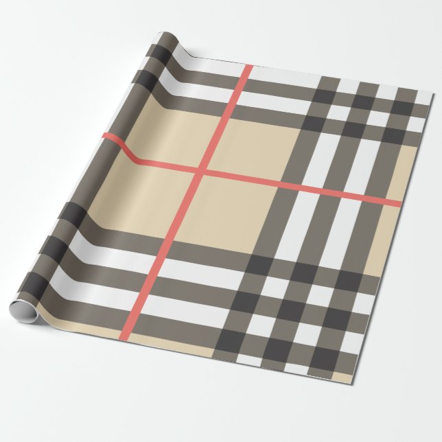 Pattern Stylish Scottish Geometric Fashion Wrapping Paper (Unrolled)