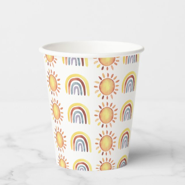 Pattern sun and rainbow paper cups (Front)