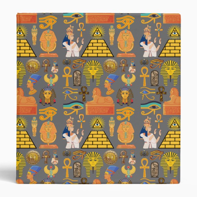 Pattern Symbol Ancient Egyptian Hieroglyphic  3 Ring Binder (Front)