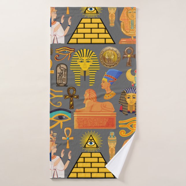Pattern Symbol Ancient Egyptian Hieroglyphic  Bath Towel (Bath Towel)