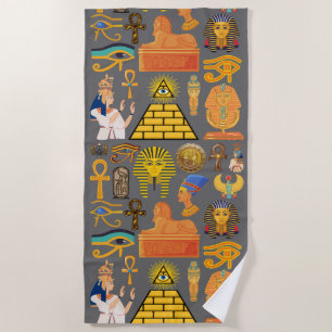 Pattern Symbol Ancient Egyptian Hieroglyphic Beach Towel