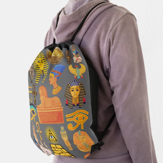 Pattern Symbol Ancient Egyptian Hieroglyphic  Drawstring Bag (Insitu)