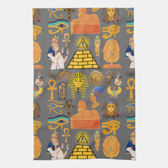 Pattern Symbol Ancient Egyptian Hieroglyphic  Kitchen Towel (Vertical)