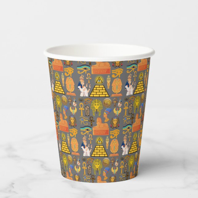 Pattern Symbol Ancient Egyptian Hieroglyphic  Paper Cups (Back)