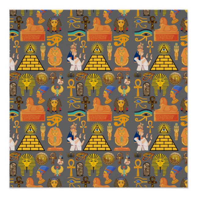 Pattern Symbol Ancient Egyptian Hieroglyphic  Poster (Front)