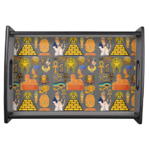 Pattern Symbol Ancient Egyptian Hieroglyphic Serving Tray
