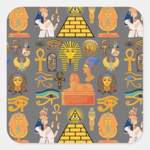 Pattern Symbol Ancient Egyptian Hieroglyphic  Square Sticker