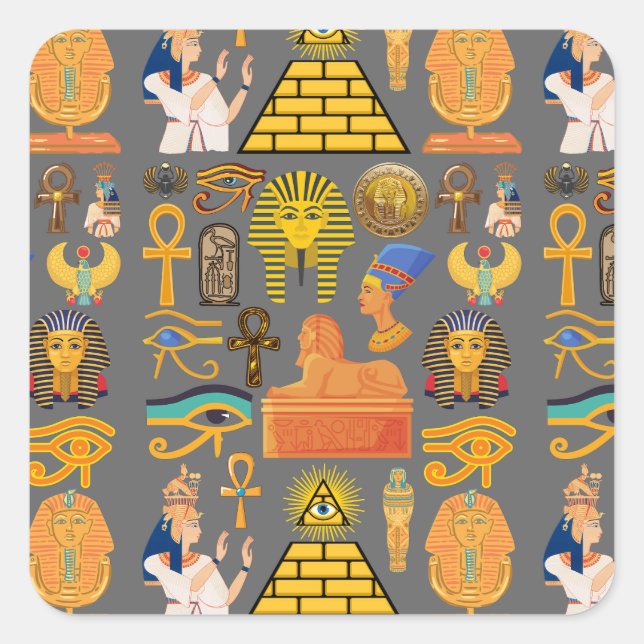 Pattern Symbol Ancient Egyptian Hieroglyphic  Square Sticker (Front)