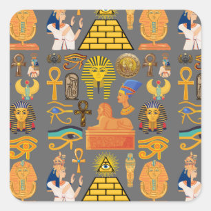 Pattern Symbol Ancient Egyptian Hieroglyphic Square Sticker