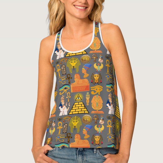Pattern Symbol Ancient Egyptian Hieroglyphic  Tank Top (Front)