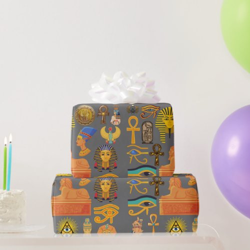 Pattern Symbol Ancient Egyptian Hieroglyphic  Wrapping Paper
