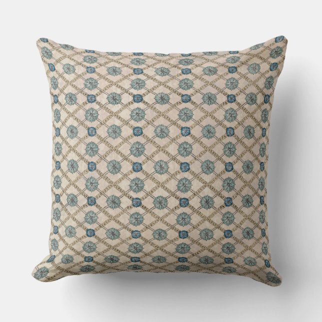 Pattern Teal Blue and Yellow Throw Pillow (Front)