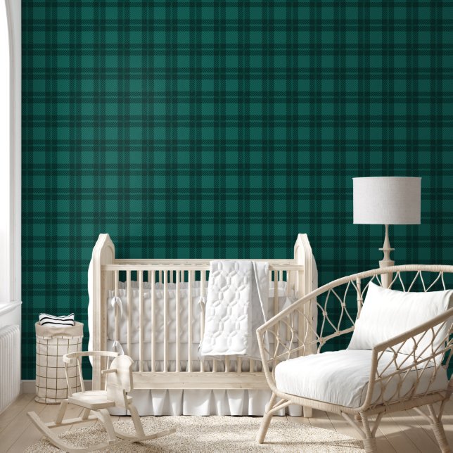 Pattern Teal Green Plaid Checks Room Office  Wallpaper (Kids)